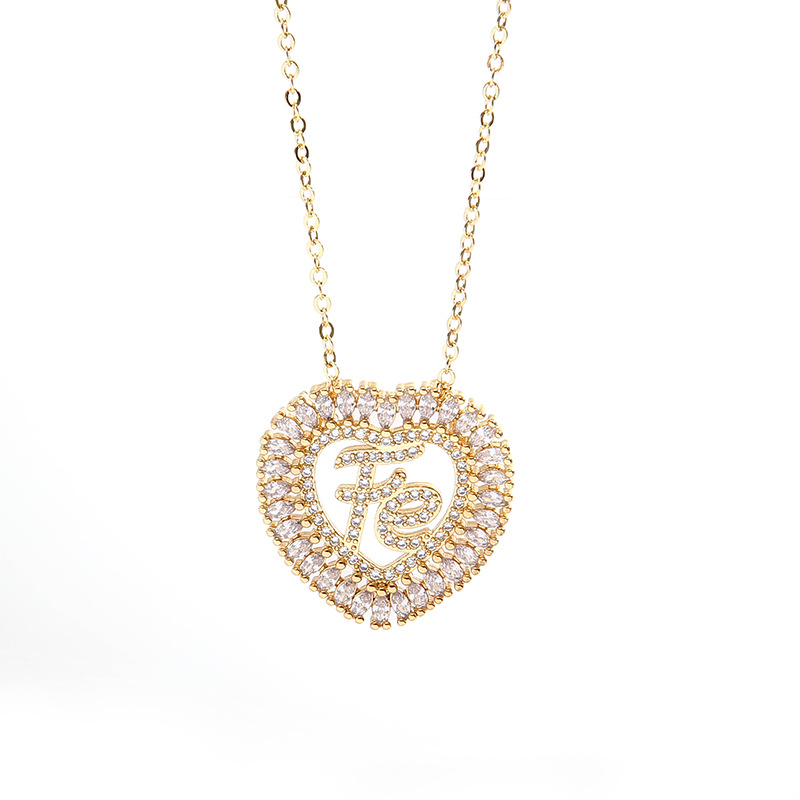 Fashion Heart Shape Copper Inlay Zircon Pendant Necklace 1 Piece