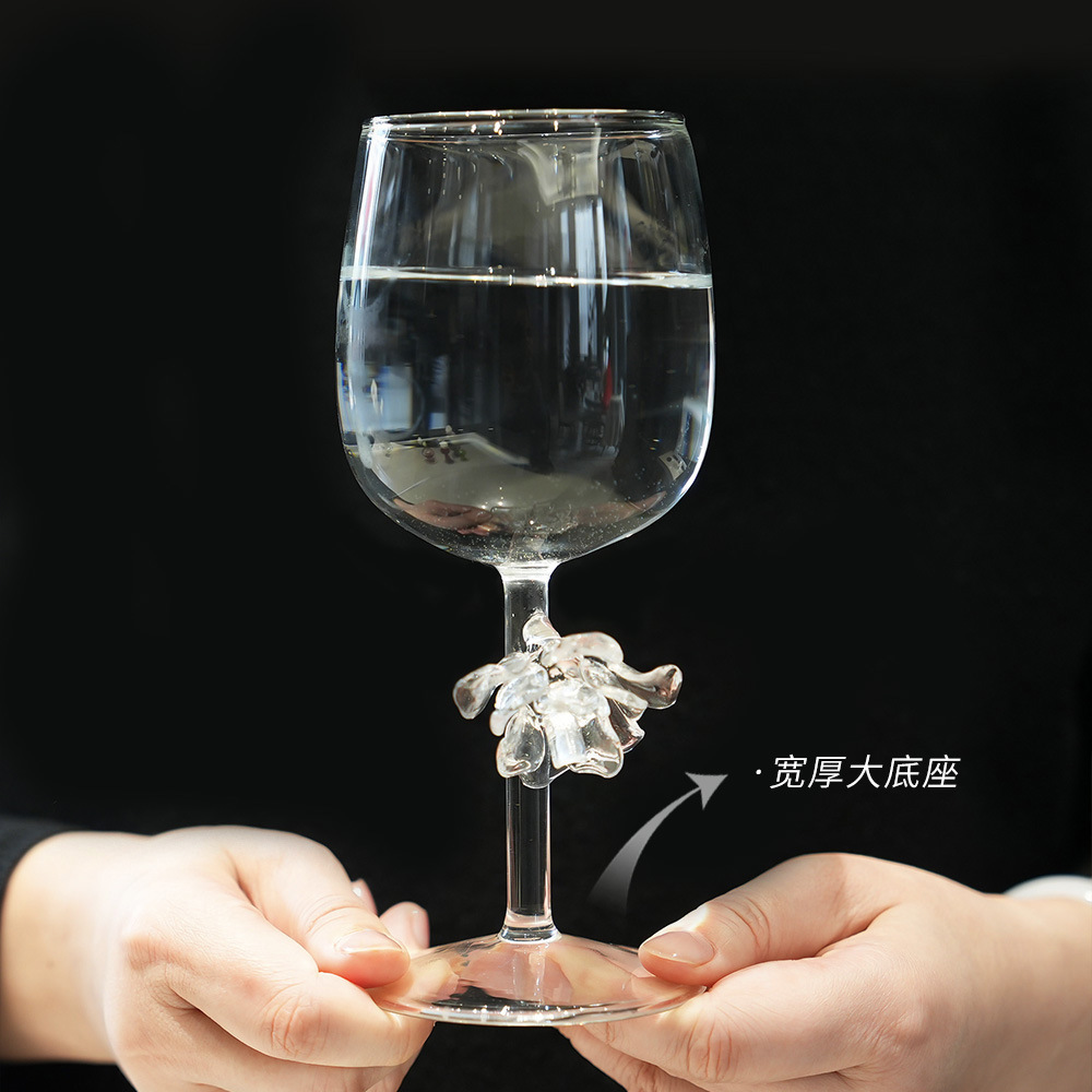 Vintage Rose High Foot Cup Valentine Romántico Flores Vaso de vino Champagne Vaso de vino francés
