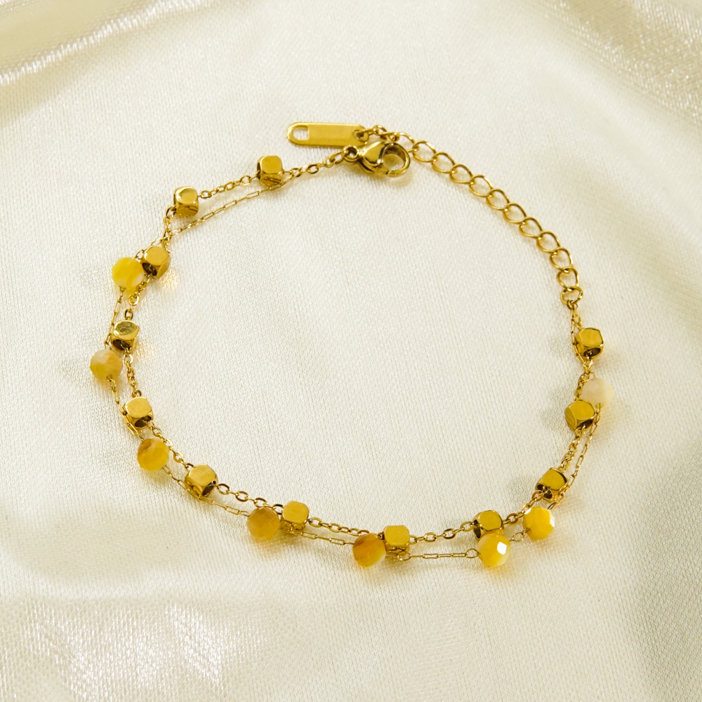 Ball Pattern PVD Coated 14K Gold Real Gold Plated Ball Stainless Steel Natural Stone Freshwater Pearl Waterproof Non Tarnish 304 Stainless Steel Bracelets
