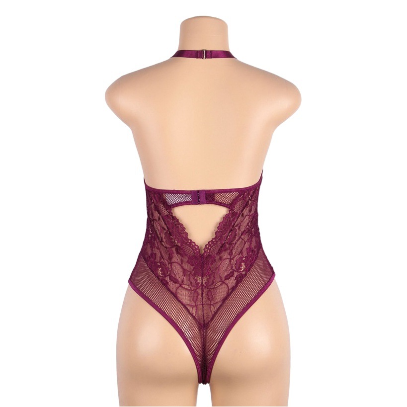 Comercio exterior europeo y americano más tamaño lencería sexy bufanda de mujer sin respaldo imitación cuero sexy pecho abierto mono suministro al por mayor