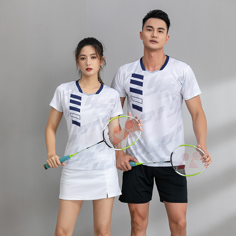 New model factory and sales badminton clothing short-sleeved badminton training clothes sports running quick-drying breathable men's and women's badminton shirts