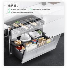 ✅厨房收纳置物架锅具调味碗碟拉篮锅具架橱柜组合双层抽屉式锅具