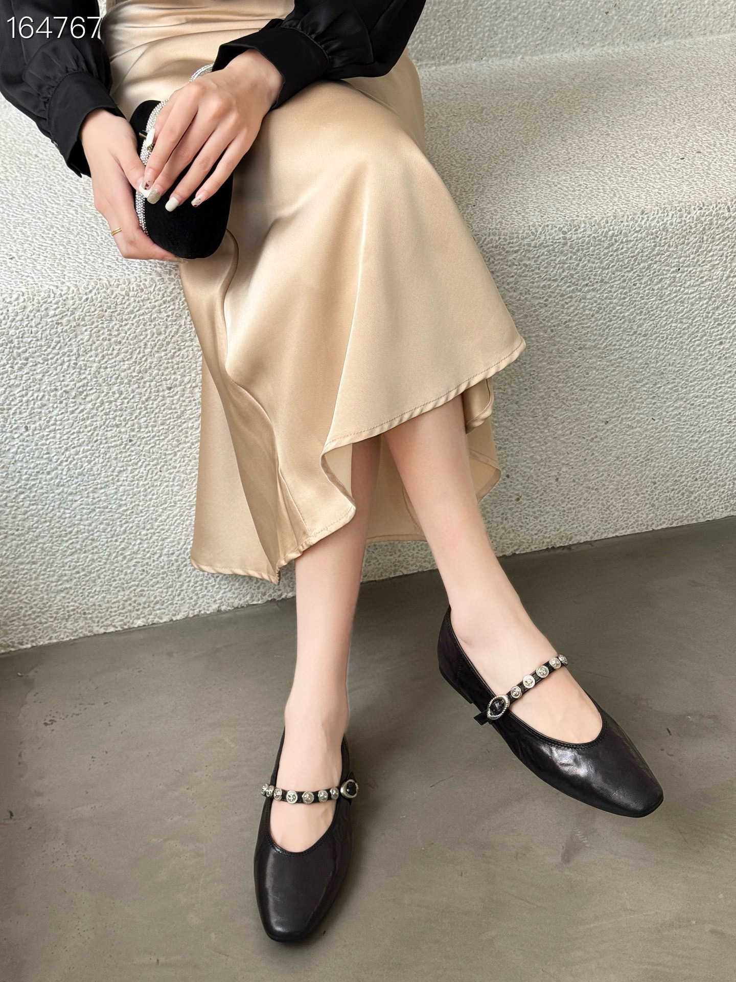 Giày Mary Jane nữ da thật mũi tròn phong cách Anh quốc cổ điển, đế bệt — Màu đen chi tiết 6