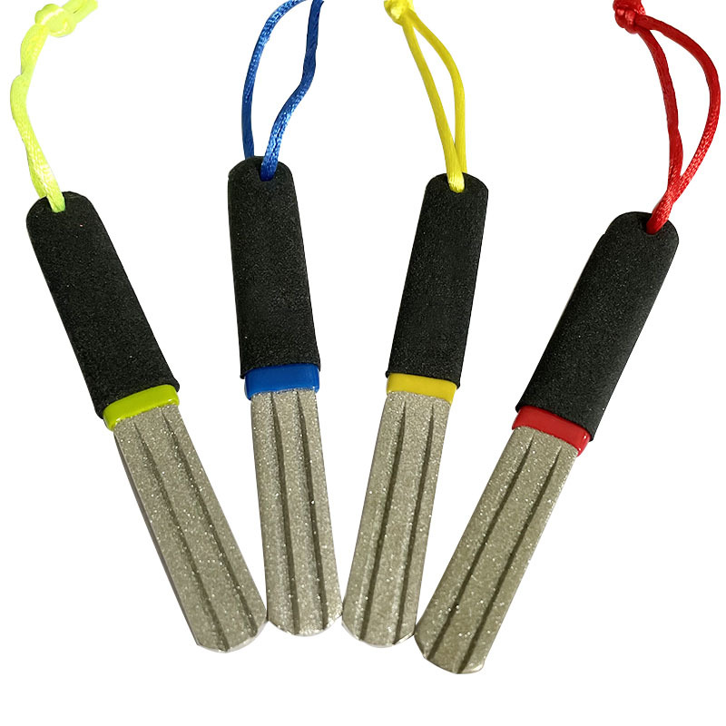 En stock suministro gancho de molienda de piedra diamante anzuelo archivo Dispositivo de gancho de molienda mango de doble color piedra de afilar Archivo de doble cara