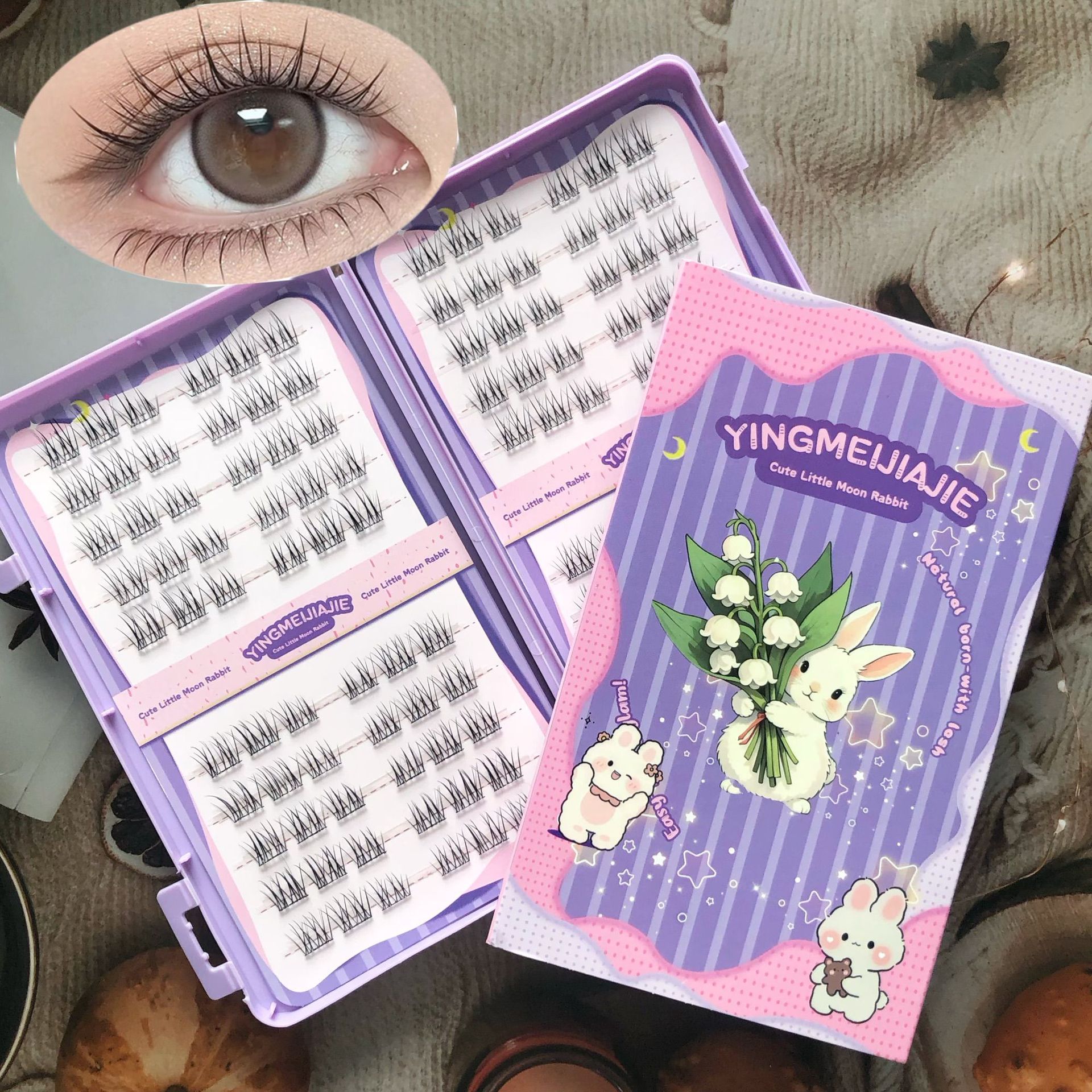 20 filas de paquete de caja de regalo de pestañas falsas transfronterizas, pestañas falsas densas, pestañas falsas sin pegamento.