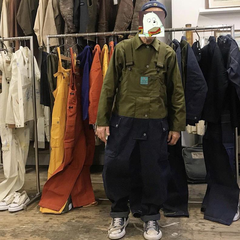boy Color Block Workwear Jumpsuit Men's Style Suspender European And American Trendy Brand Overalls Dad Pants Denim Trousers_voghion.com
