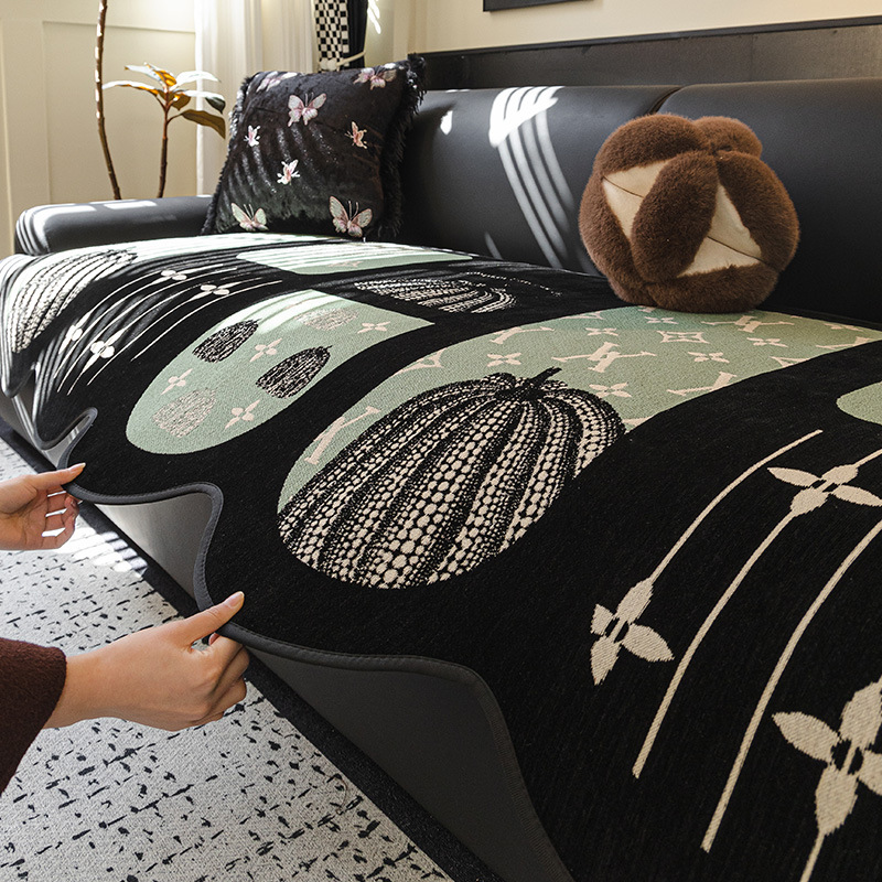 Sofa Cushion, Universal Anti-Slip Special-Shaped Cushion for All Seasons, Mid-Century Style, High-End, Straight-Row One-Piece Cushion, Sofa Cover