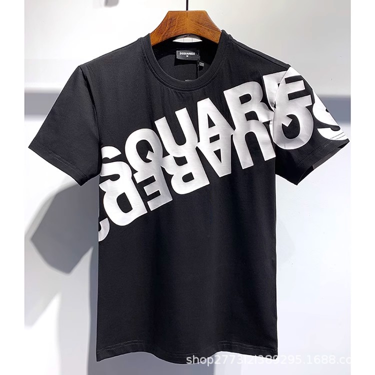 DSQ short-sleeved T-shirt men's D2 letter printed reflection spring and summer cotton European and American fashion bottoming shirt Tshirt