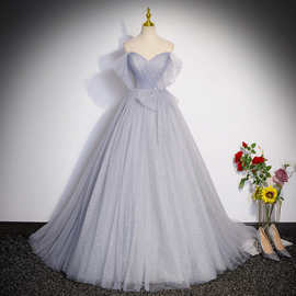 抹胸一字肩晚礼服裙女轻奢小众高端婚纱仙气纱裙声乐艺考美声独唱