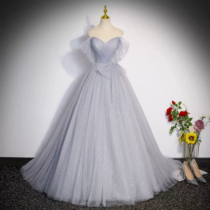 抹胸一字肩晚礼服裙女轻奢小众高端婚纱仙气纱裙声乐艺考美声独唱