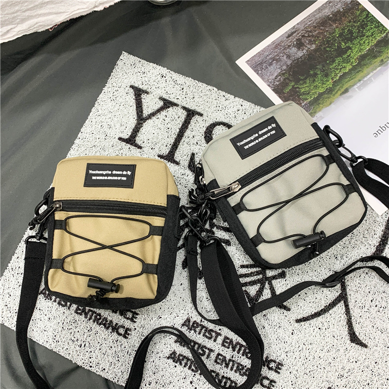 67g Weight Zipper Closure Type Single Shoulder Strap Strap Type Crossbody Bag Bags Type Nylon Material Letter Pattern Streetwear Style Square Shape Khaki, Light Grey, White, Black Color Small Size Small Nylon Letter Streetwear Square Zipper Crossbody Bag 87
