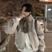 ASCLO重磅短款毛呢夹克韩版加厚翻领小众设计外套成熟稳重男上装