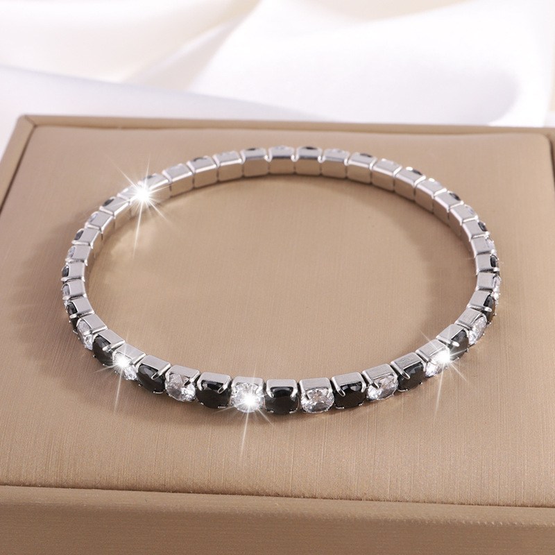 Brazalete de acero de titanio elástico diamante ligero de diamante pulsera de lujo para nichos de moda transfronterizos pulsera joyería