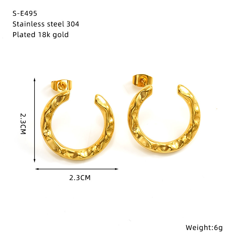 Titanium Steel Stud Earrings For Women Minimalist Half Ring Style_voghion.com