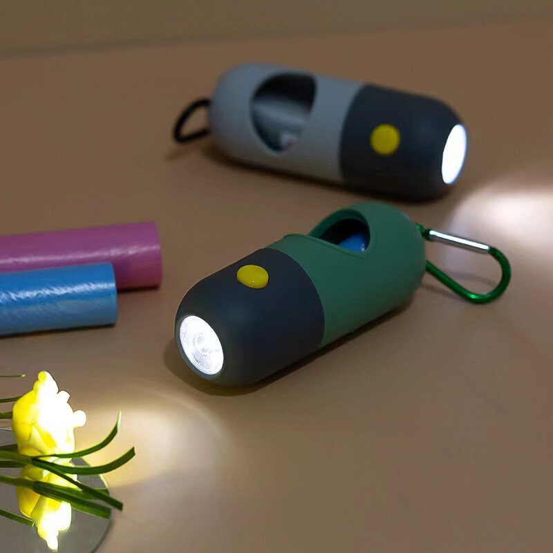 Cross-Border Amazon Multifunctional Led Light Pet Waste Bag Dispenser Portable Cat and Dog Capsule Waste Box
