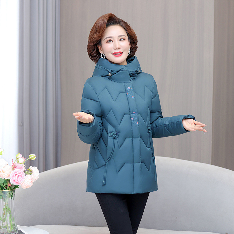 2025秋冬新款中老年連帽棉服媽媽裝修身中長款棉襖保暖棉衣外套女