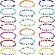 跨境热销友谊手链字母手链手镯软陶手链米珠手链圣诞手链万圣手链