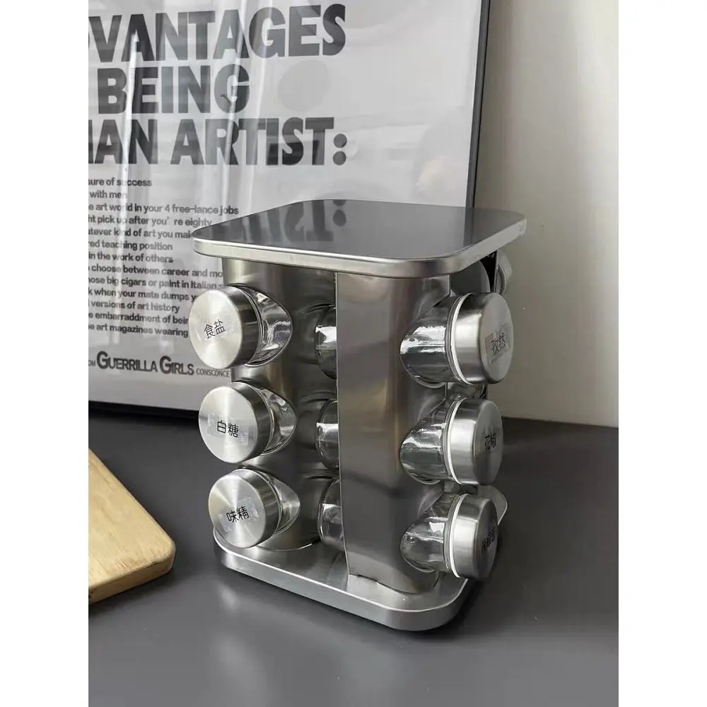 Rack de acero inoxidable giratorio para cocina condimento set · set botella de condimento O de alto nivel COC condimento platos