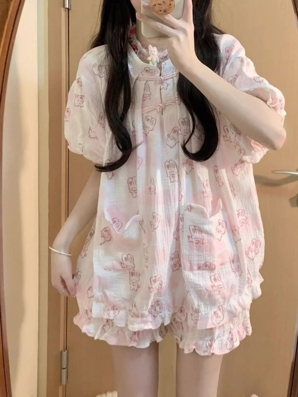 2025粉色kt猫睡裙2025年夏季新款睡衣女甜美网红风宽松家居服官方|undefined