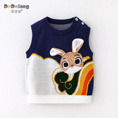 New 2023 Spring and Autumn Baby Hooded Vest with Cute Rabbit Style for Boys and Girls
