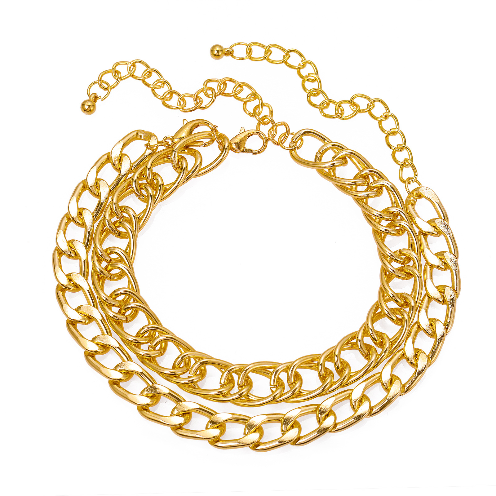 Fashion Gold Double Layer Exaggerated Bracelet Thick Chain Anklet display picture 8