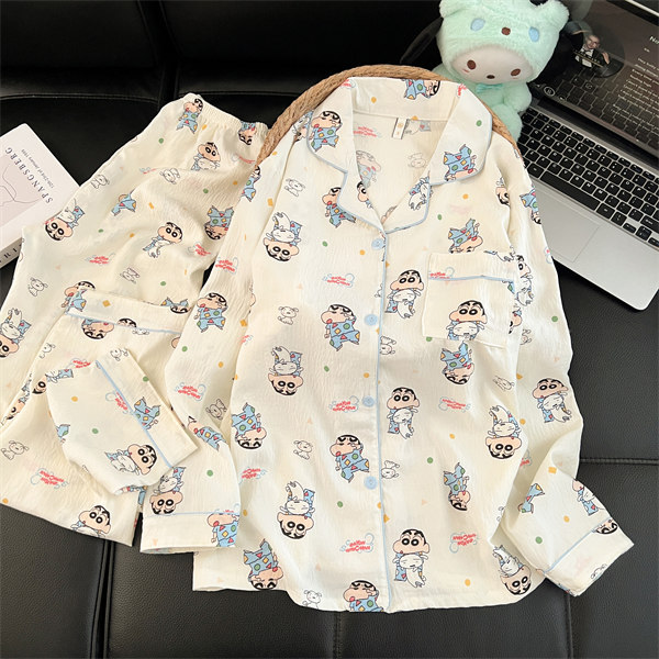 Comercio exterior transfronterizo taiwan chat en vivo primavera y otoño dulce dibujos animados nubes de algodón pantalones de manga larga pijamas en stock