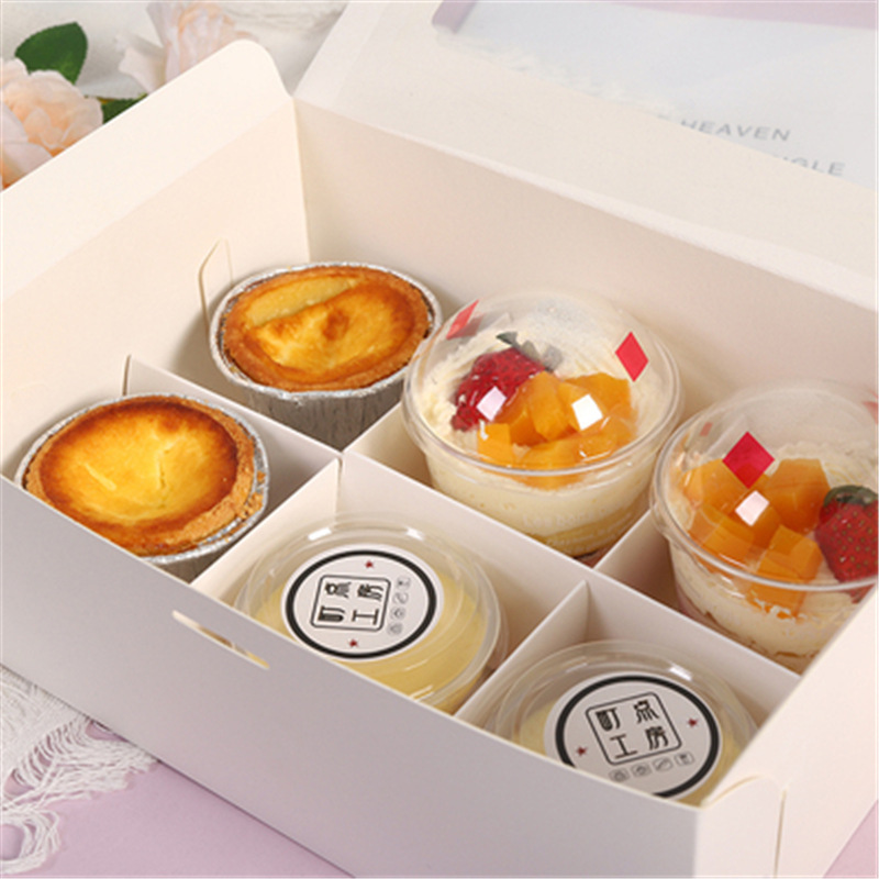 Jiugongge caja de postre taza de papel caja de pastel pastelería occidental caja de embalaje cupcake caja de pastelería de seis rejillas caja de regalo de mano
