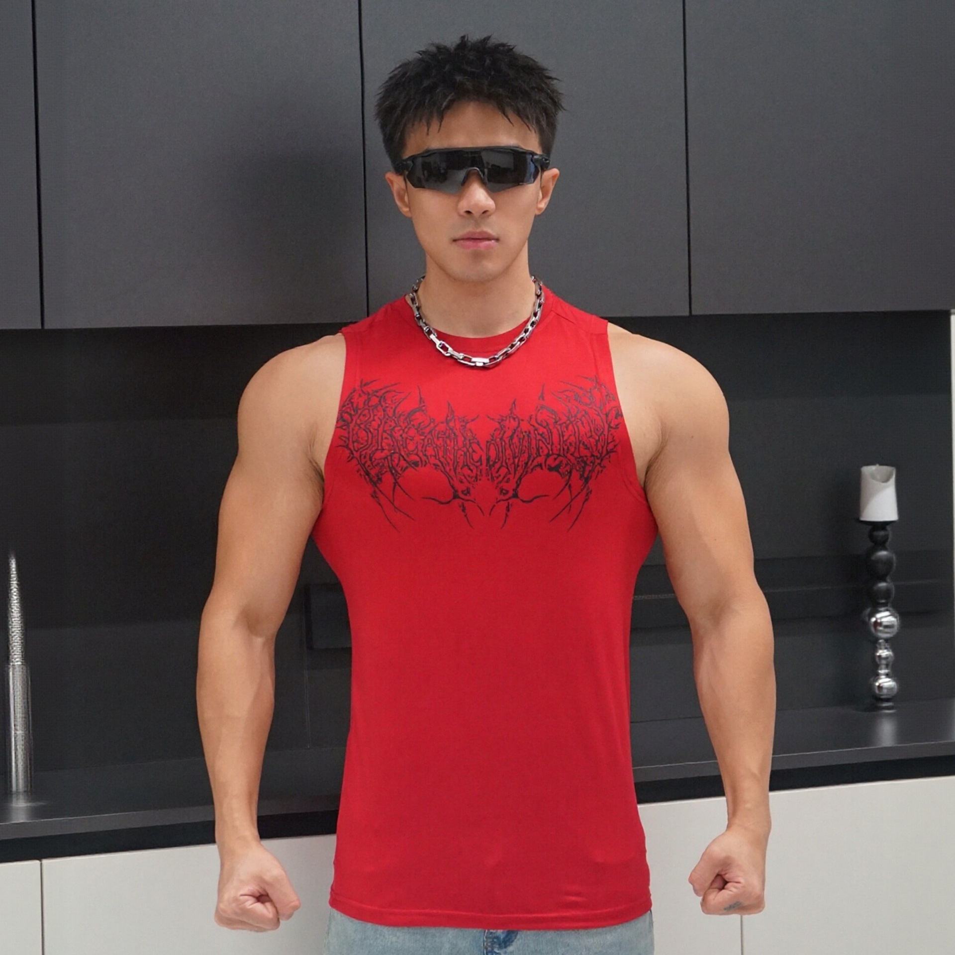 2025 New Outdoor Sports Quick-Drying Vest Tight Fitness Muscle Training Suit Printed Sleeveless Men's Vest