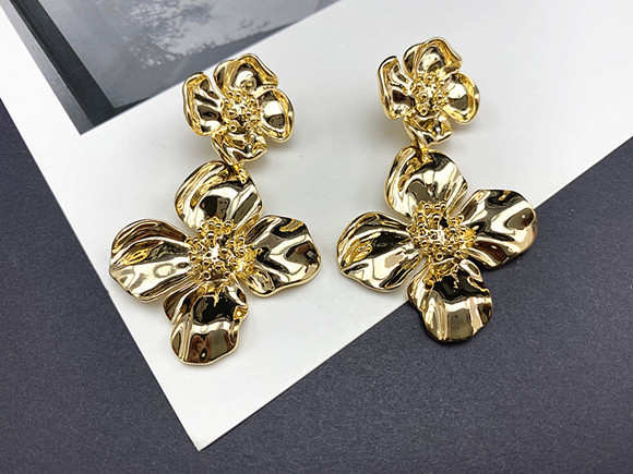 1 Paar Mode Blumen Metall Überwurf Damen Ohrringe display picture 5