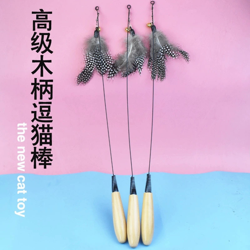 Высококачественная деревянная ручка пружинная кошка тикер Чистая красная кошка тикер CFA деревянная ручка стальная проволока кошка тикер колокольчик перо кошка тикер