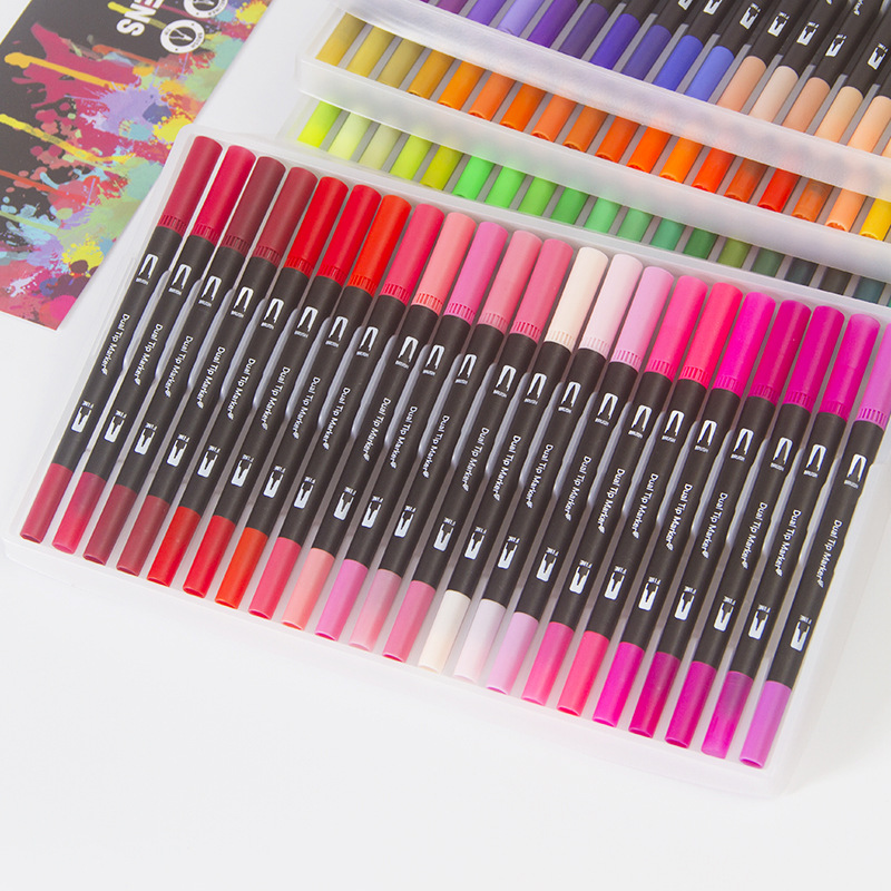 Amazon transfronteriza de doble cabeza acuarela pluma suave cabeza marcador arte gancho pluma 12/100/120/132 traje de color