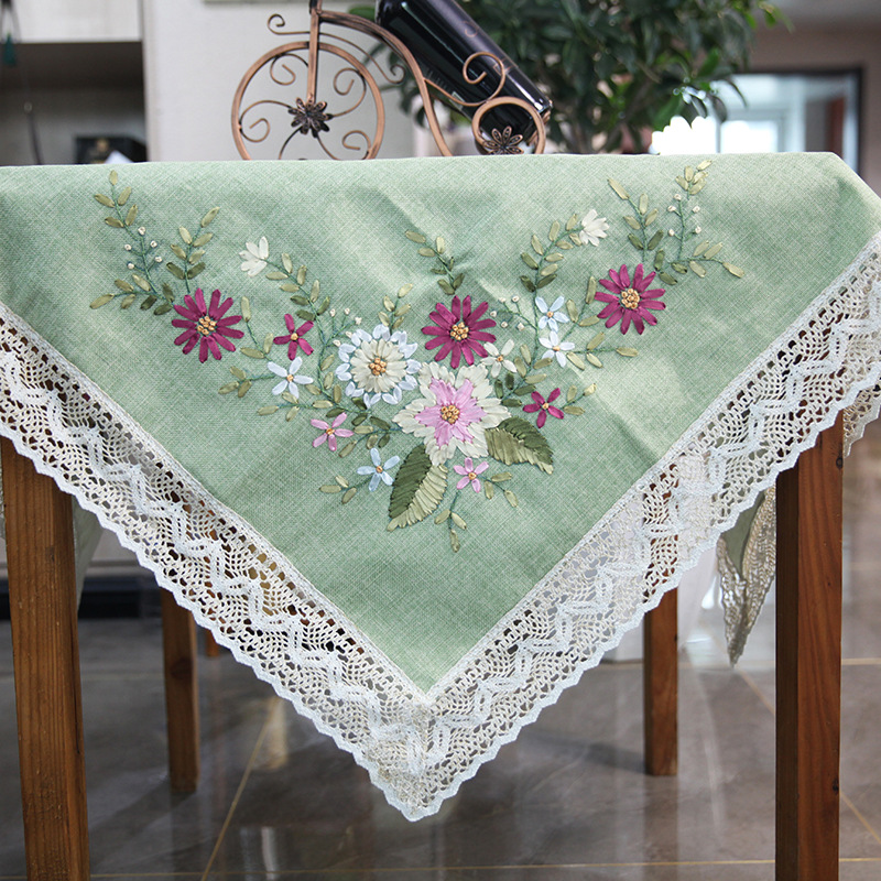 Jinhao bordado DIY mantel tela pastoral pequeño fresco rectangular mesa de café mantel cuadrado mantel