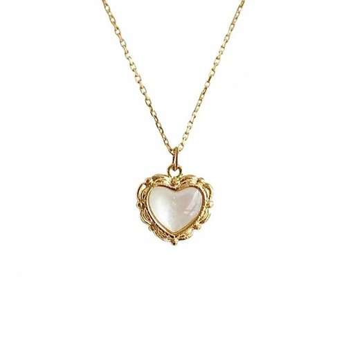 Korean style simple love shell pearl necklace that does not fade, female niche high-end sense 18k gold plated clavicle chain necklace