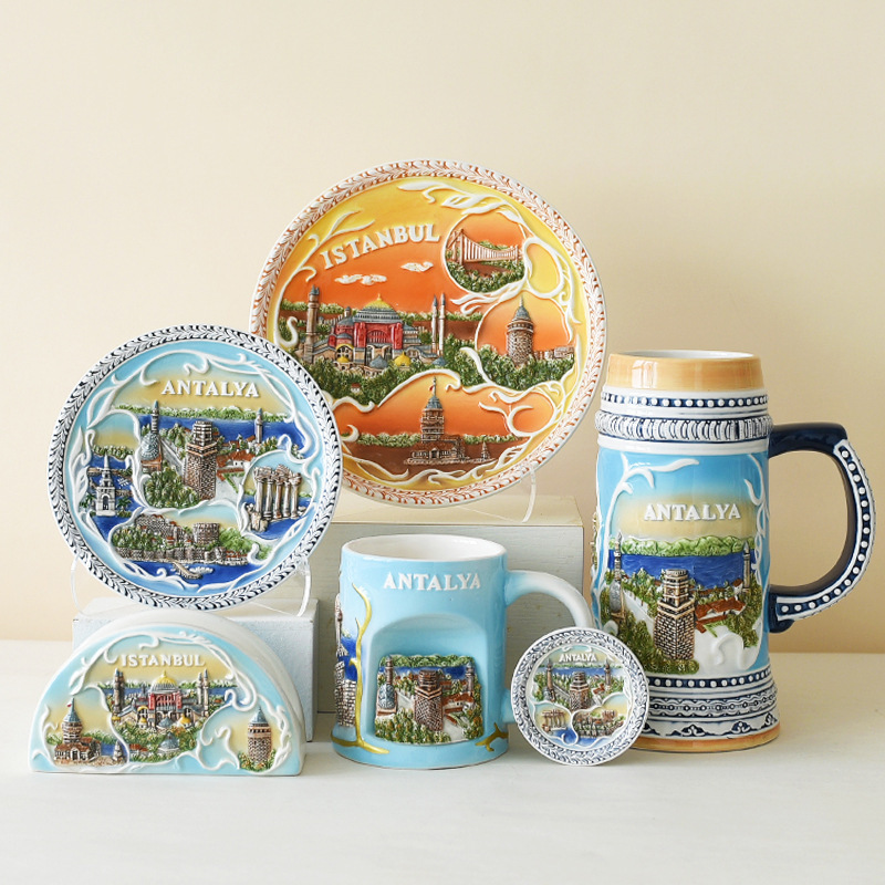 Cross-Border European Travel Commemorative Ceramic Craft Gifts Customized Tourist Attractions Turkey Ornaments Plates Cups Turkish Ceramics Cross-Border European Travel Commemorative Ceramic Craft Gifts Customized Tourist Attractions Turkey Ornaments Plates Cups Turkish Ceramics