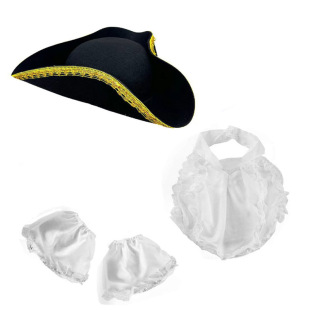 In-Stock Washington Presidential Lace Bib Sleeve Pirate Hat Set Halloween Gold Trim Pirates of the Caribbean Hat