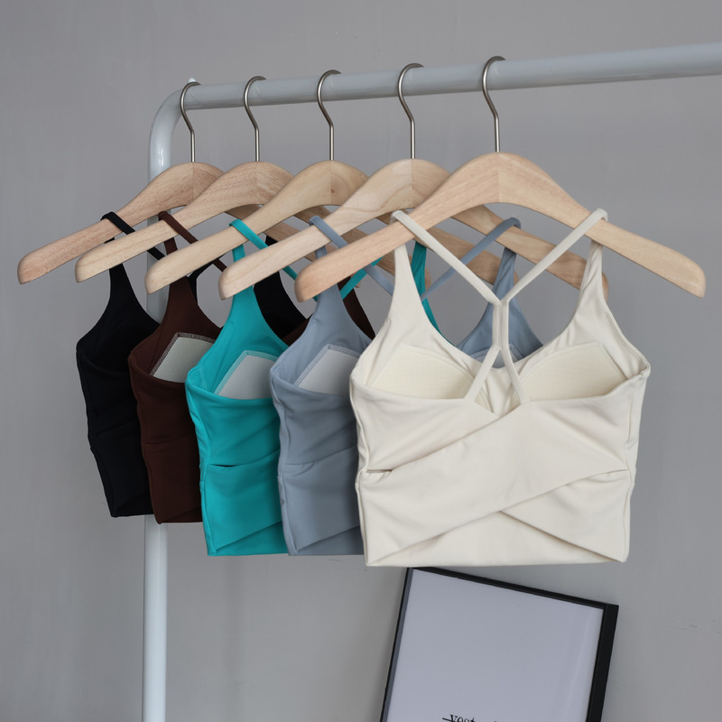 Pilates Sports Camisole Women's Outer Wear Integrated Fixed Chest Pad Fitness Shock-Proof Cross Back Yoga Bra Pilates Sports Camisole Women's Outer Wear Integrated Fixed Chest Pad Fitness Shock-Proof Cross Back Yoga Bra