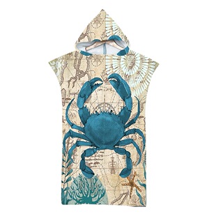 Sewing bath towel digital printing beach towel adult hooded bath towel microfiber undersea animal crab turtle