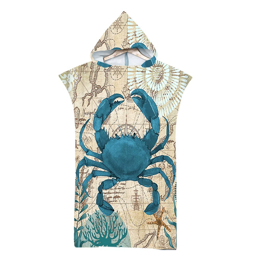 Швейное банное полотенце цифровая печать пляжное полотенце для взрослых с капюшоном банное полотенце из микрофибры Подводное Животное Краб черепаха
