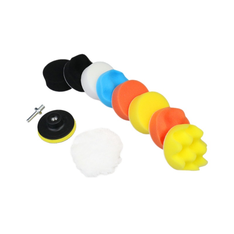Suministro transfronterizo: Juego de 11 almohadillas de pulido para coche de 3-7 pulgadas, ruedas de pulido de lana, ruedas de esponja planas y onduladas.