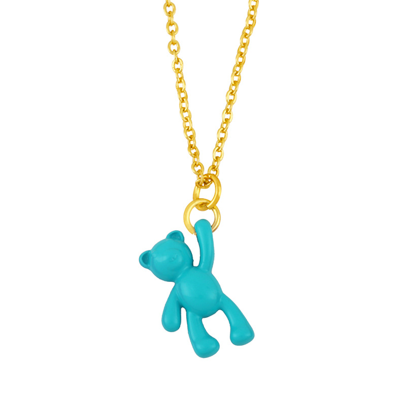 Wholesale Simple Solid Color Bear Pendant Copper Necklace Nihaojewelry display picture 3