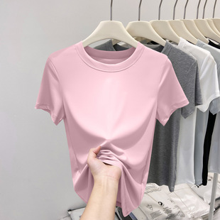 Cute summer fashionable trend short sleeve T-shirt with a round collar, slim fit, 2026 years