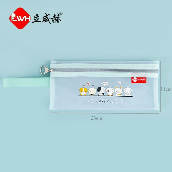 Handheld cartoon green pencil case