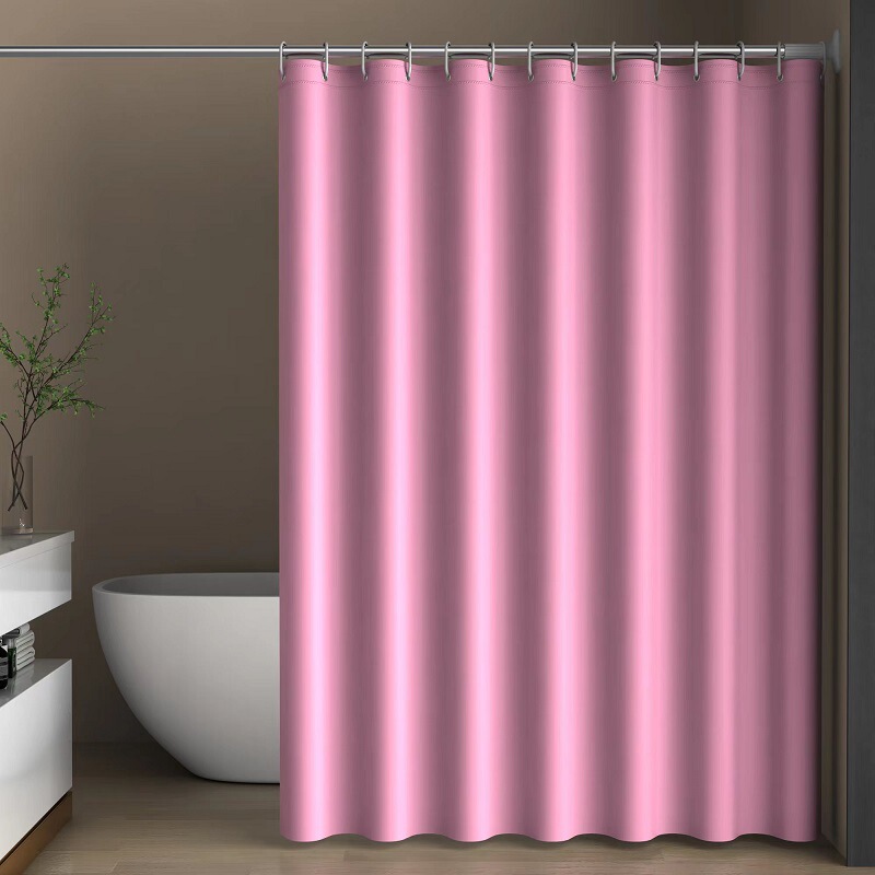 Solid Color Thickened Waterproof Cloth Shower Curtain Door Curtain Toilet Partition Support Rod Adjustable Bathroom Shower Curtain Curtain Dormitory