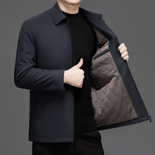 轻奢中老年外套2025秋冬新款爸爸装加厚保暖棉衣翻领夹克男装棉服