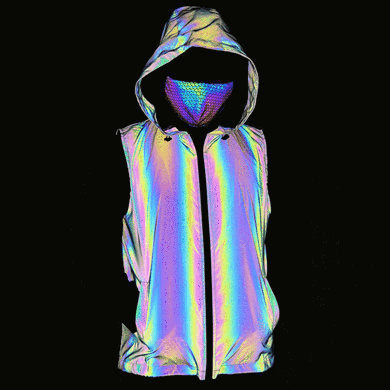 Colorful Reflective Jacket Night Vision Traffic Safety Vest Hooded Vest for Driving, Night Running, Cycling Sleeveless Jacket