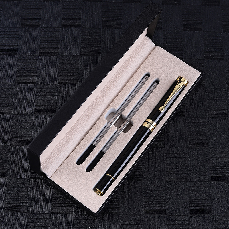 Caja de regalo en stock, bolígrafo de alta calidad, bolígrafo de firma de laca negra, publicidad de regalo, bolígrafo de grabación de alta calidad