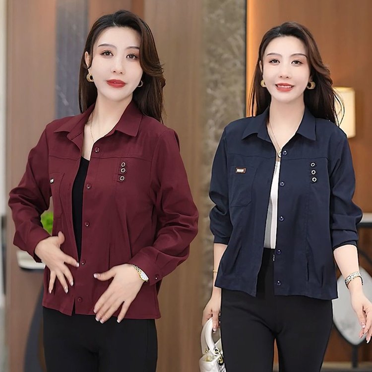 一件代发直播爆款2025秋季新款妈妈装薄款外套女长袖开衫上衣衬衫|undefined