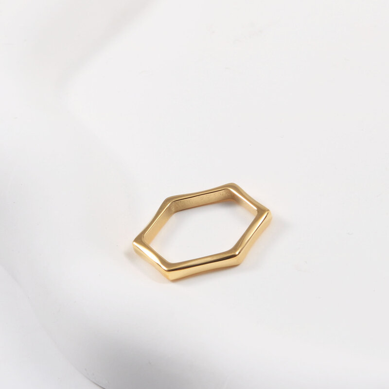 Einfacher Stil Hexagon Titan Stahl Überzug Ringe display picture 7