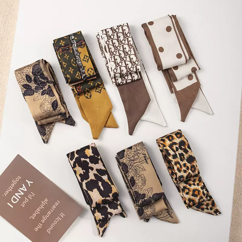 长条丝巾棕色可爱飘带百搭新款丝巾头绳绑包手提包绑发丝带束发带