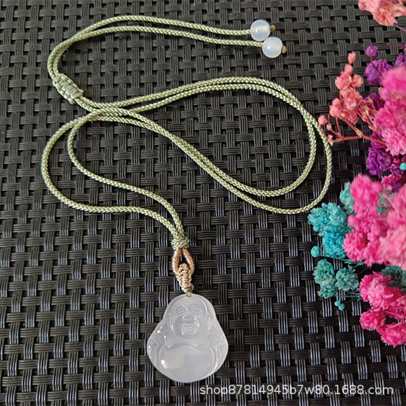 No.2 로프와 스몰 사이즈 화이트 칼세도니 부처 (23*21mm 정도)